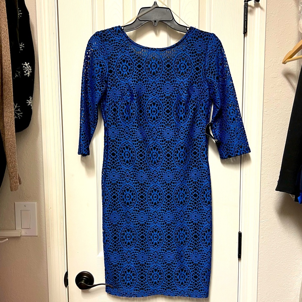 Navy lace body-con dress size S